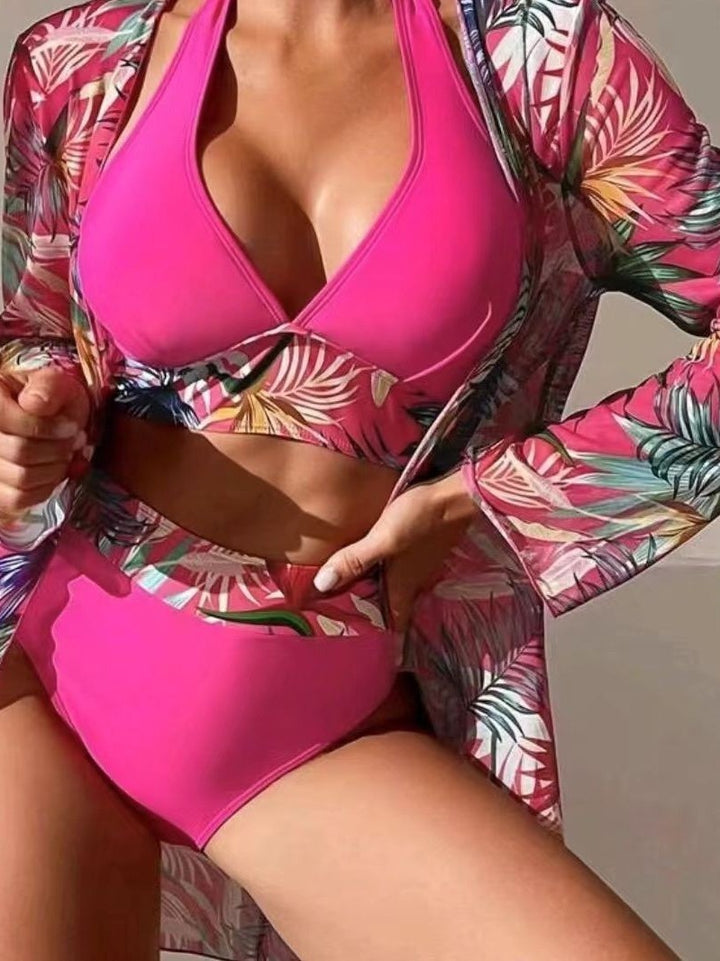 Dame bikini-sæt med blomster kimono Stilla