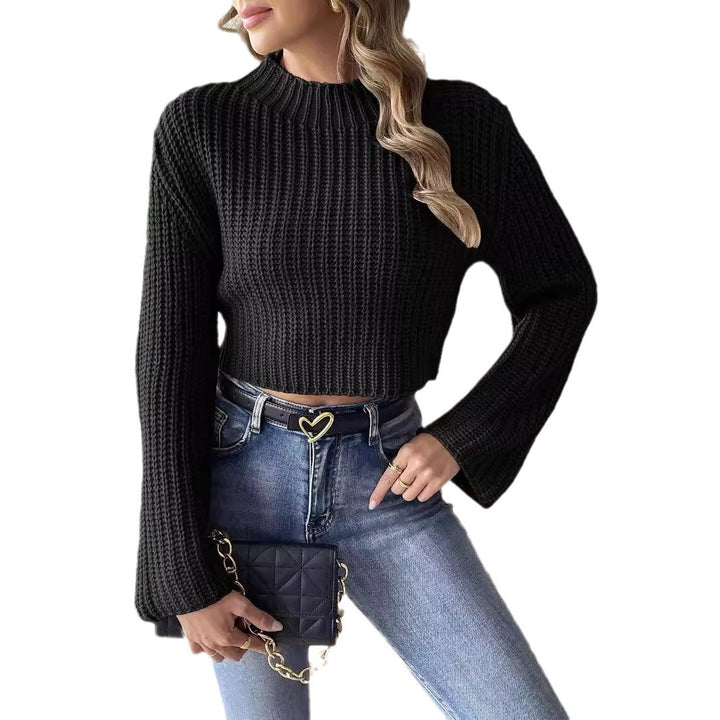 Dame strikpullover med bred arm Stilla