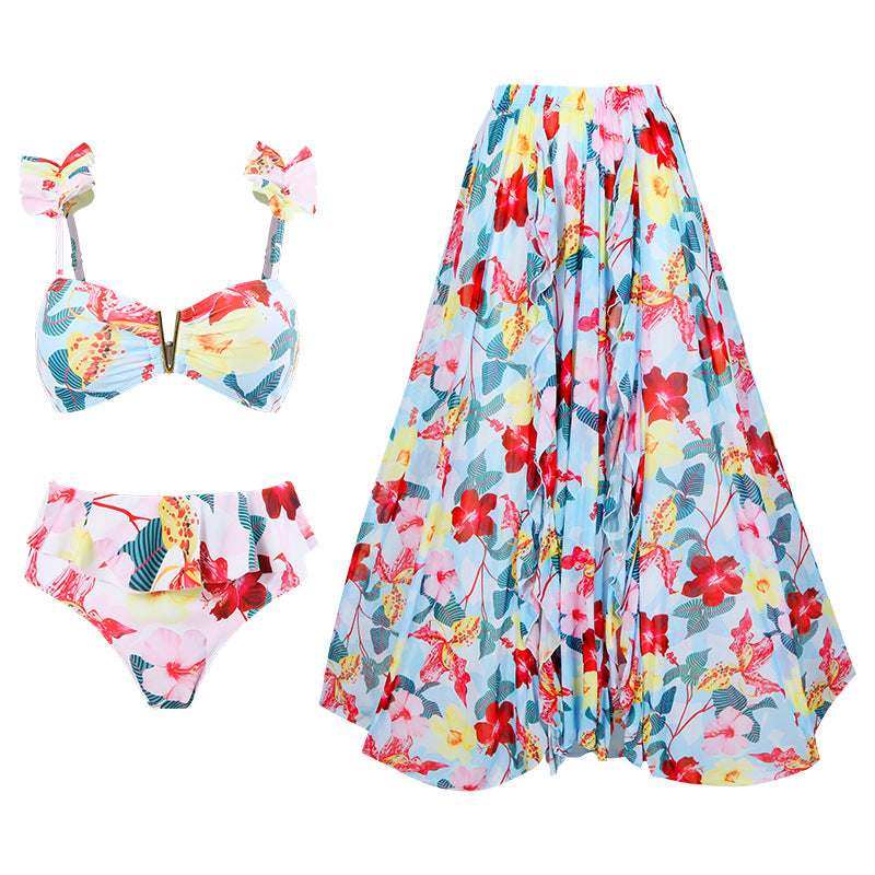 Dame bikini kostume med flot nederdel Stilla