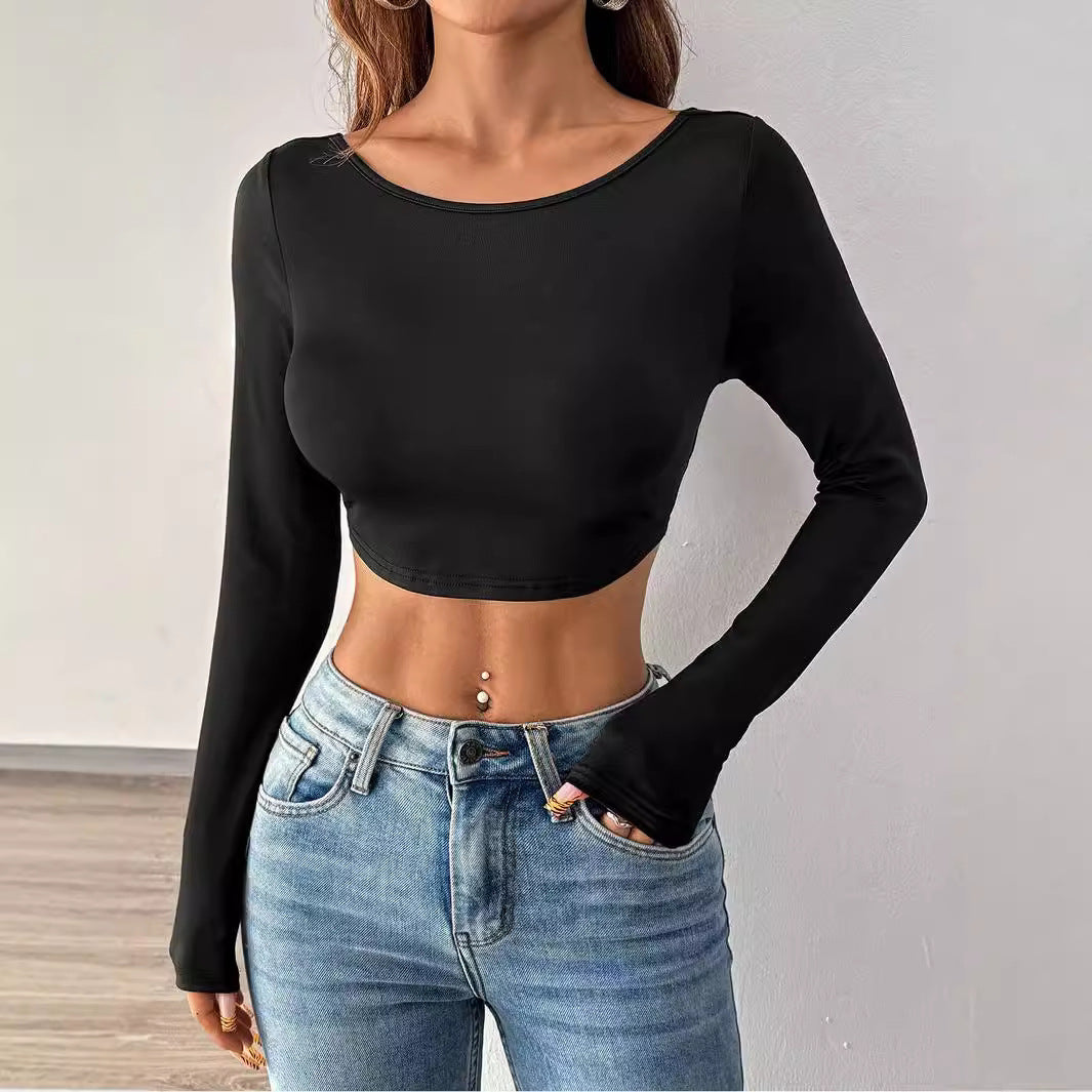 Kvinder cropped langærmet skjorte i minimalistisk design Stilla