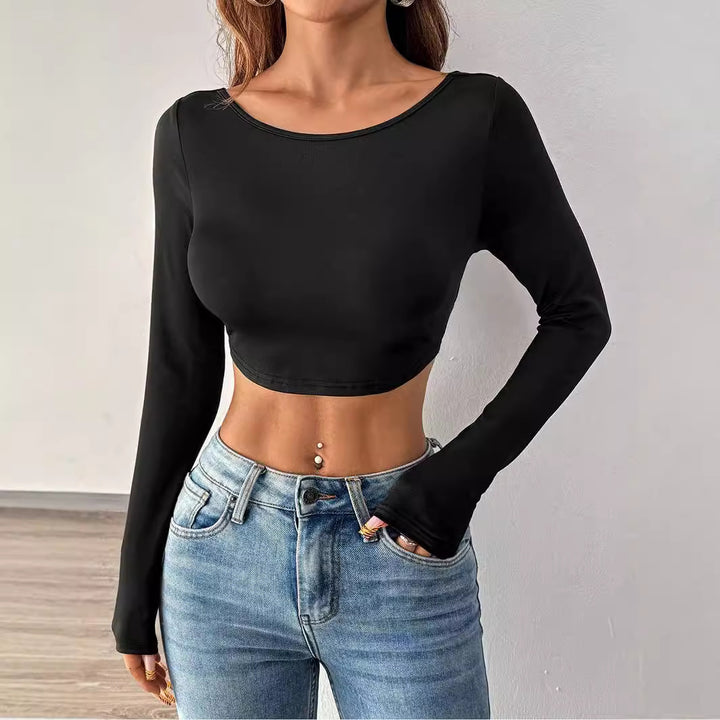 Kvinder cropped langærmet skjorte i minimalistisk design Stilla