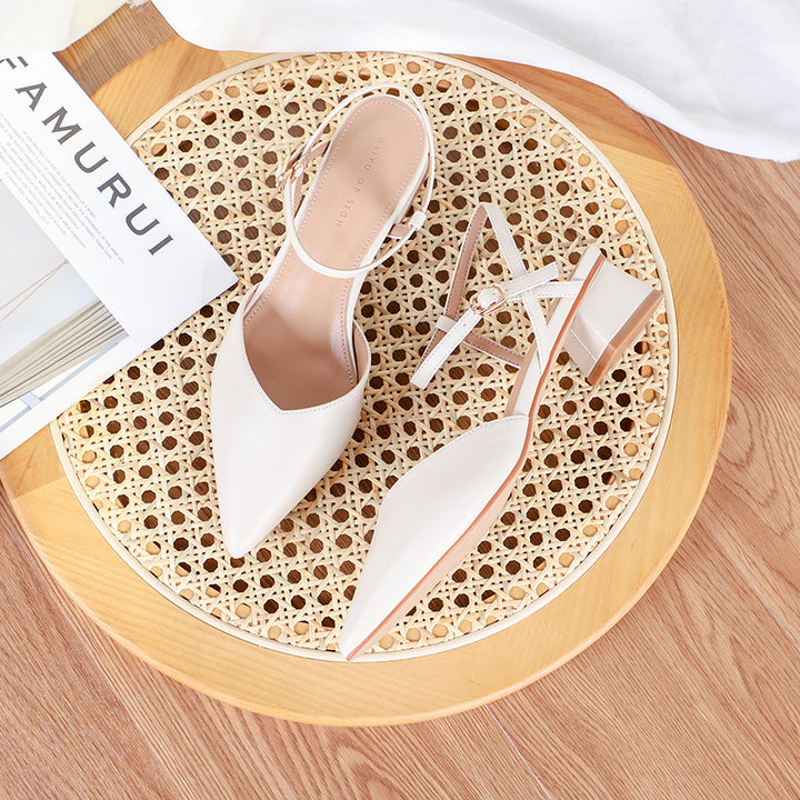 Dame Spitzer-Toe Slingback Pumps med justerbar rem og elegant blokhæl Stilla