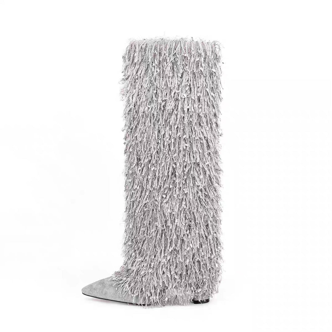 Femme Over-the-Knee Fjer Stiletto Støvler Stilla