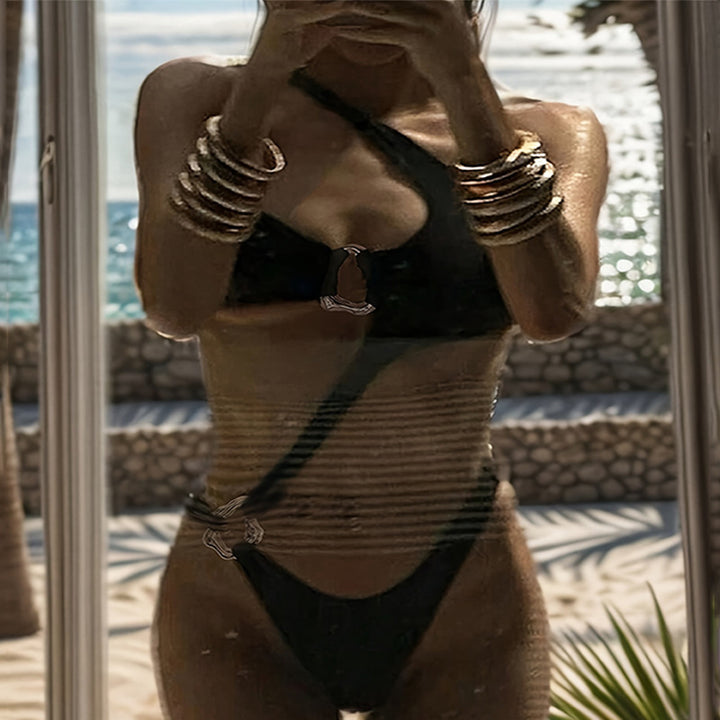 Dame Bikini-sæt med moderne asymmetrisk snit og justerbare stropper Stilla