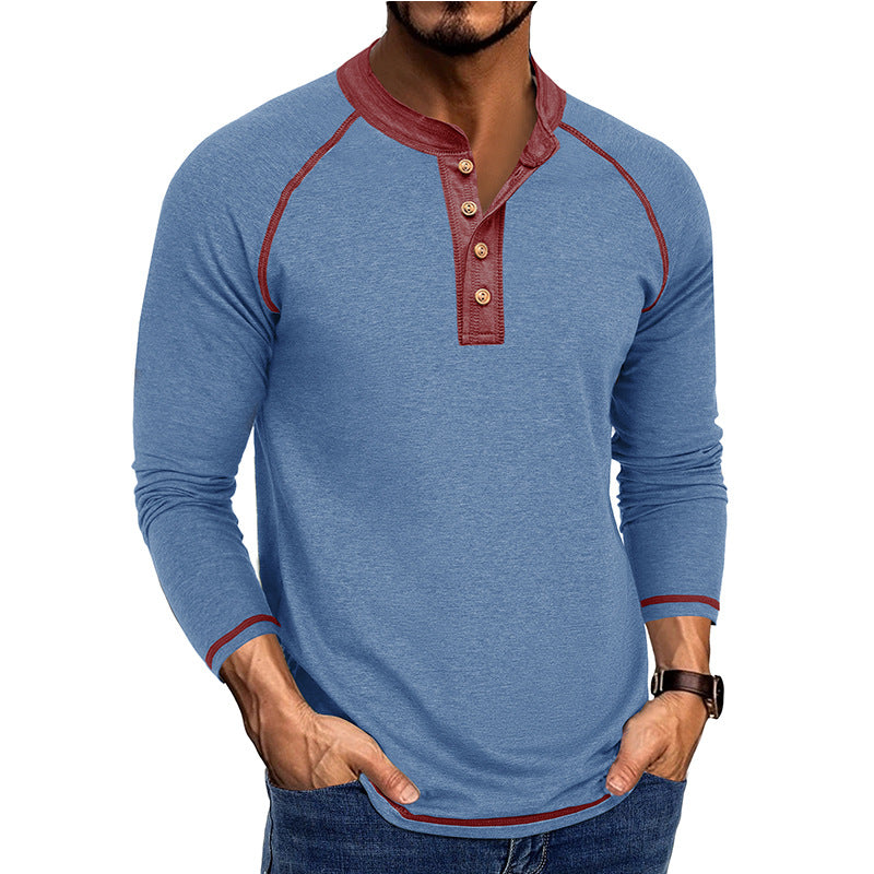 Herrer Langærmet Henley T-shirt med stilfulde knapdetaljer og åndbart materiale Stilla