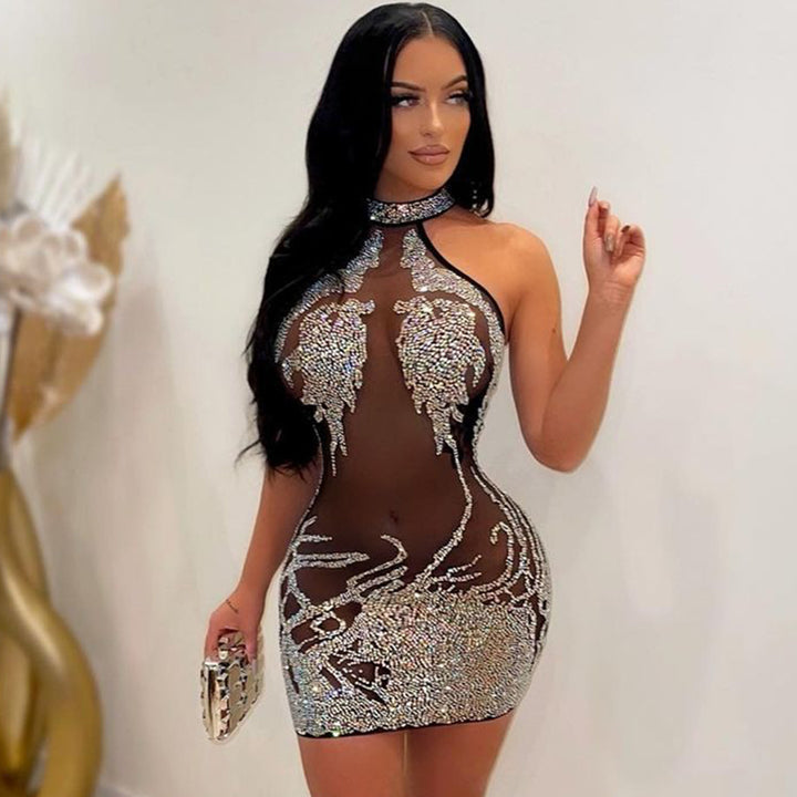 Dame Mini Kjole med Strass dekoration Stilla