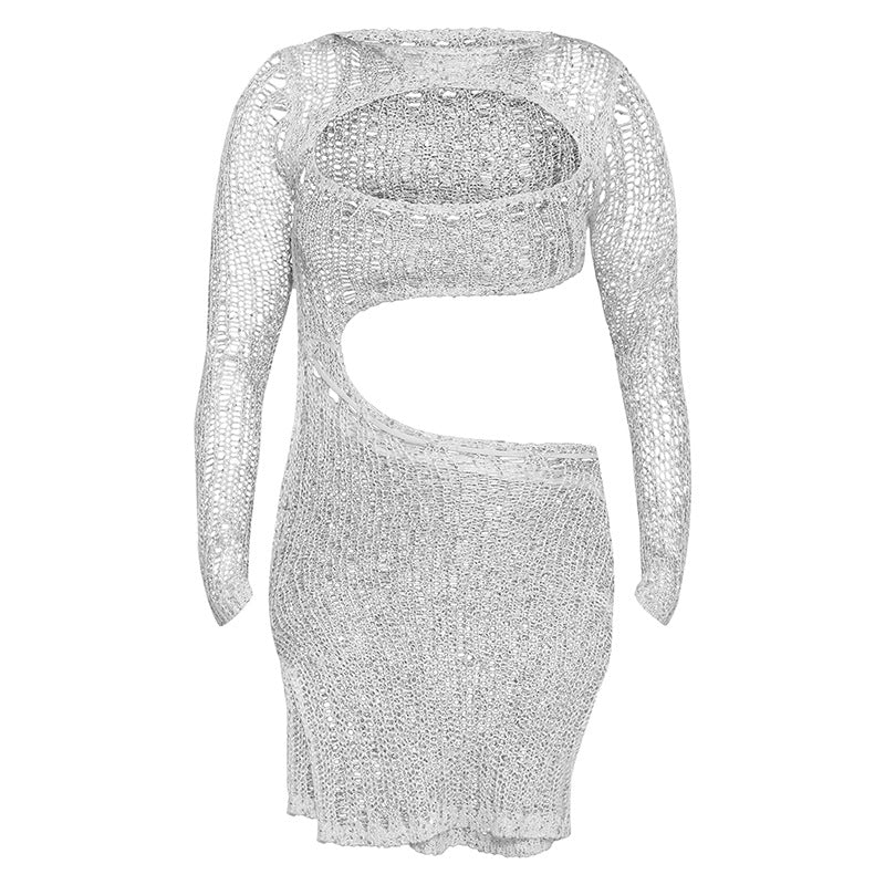 Dame Chic Cutout Mesh Mini Kjole Stilla