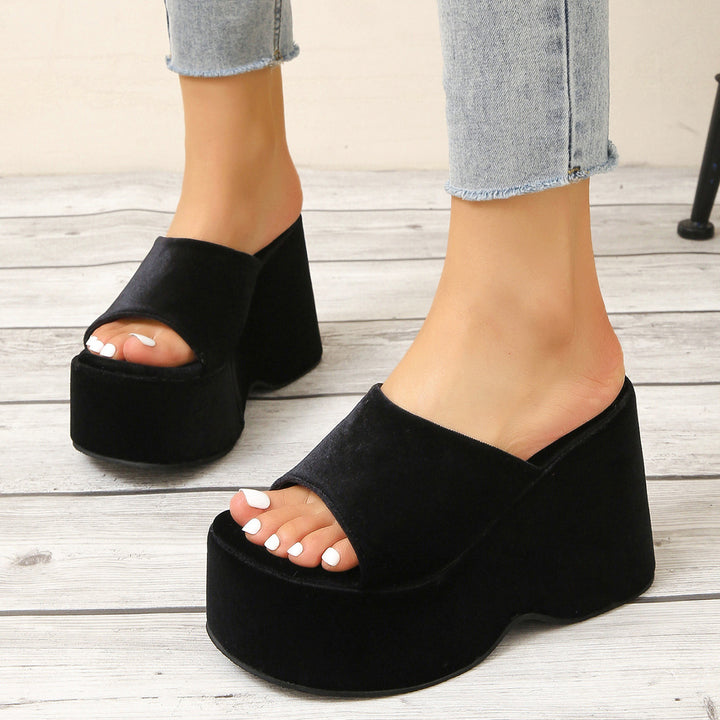 Dame Wedge-Pantoletten i blødt materiale med trendy design Stilla