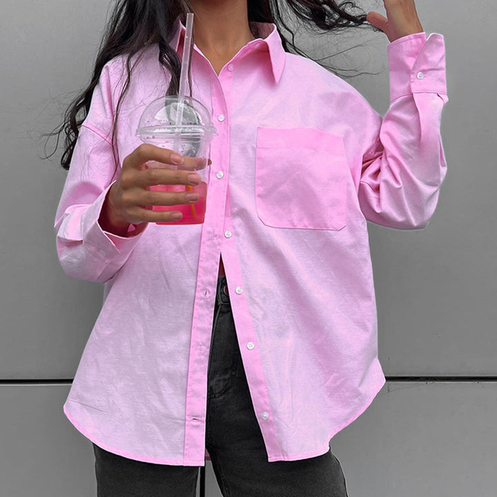 Dame Oversized Bluse med klassisk krave og afslappet snit Stilla