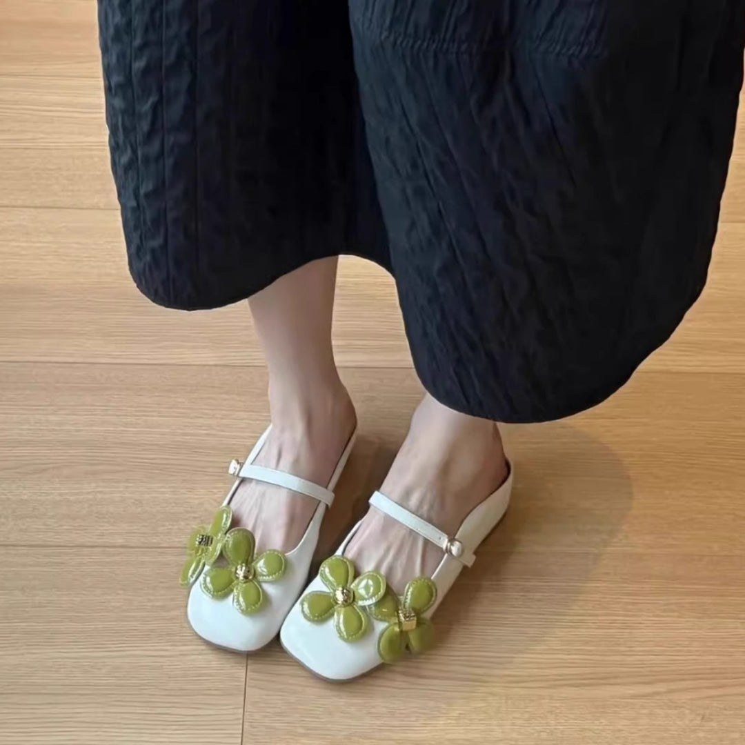 Dame Floral Akcent Slingback Ballerinaer Stilla