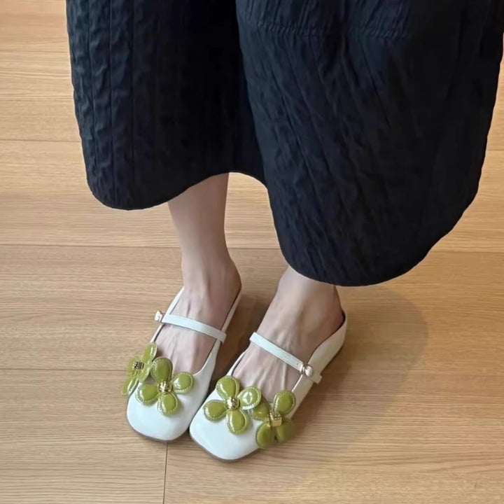 Dame Floral Akcent Slingback Ballerinaer Stilla