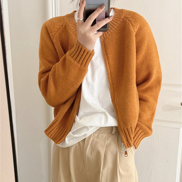 Femme Cozy Zip-Up Strikcardigan Stilla