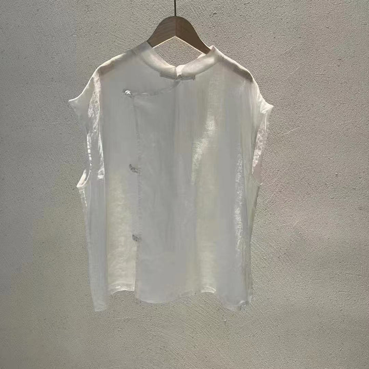 Dame Elegant Kortærmet Chiffonbluse Stilla