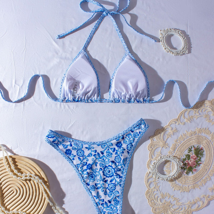 Dame Triangle-Bikini med boho-inspireret blomsterprint Skovae