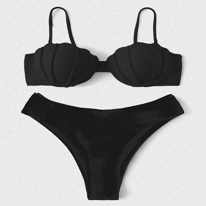 Dame Bikini sæt med muslingedesign og høj talje Stilla