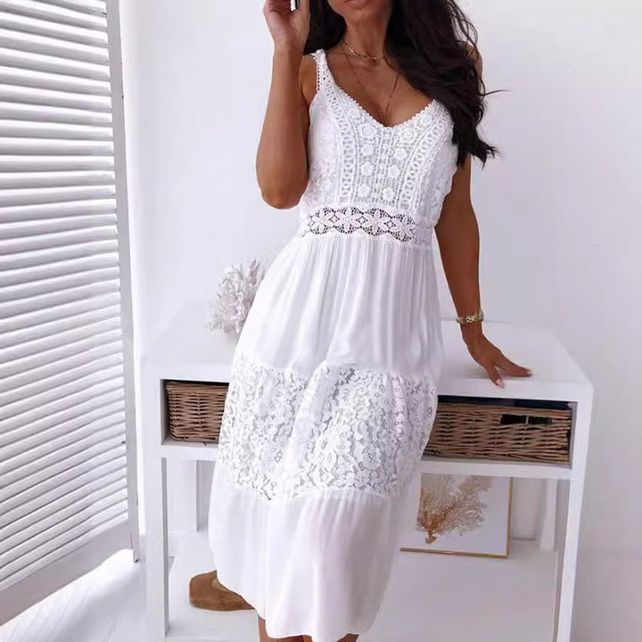 Femme Bohemian Spids Overkast Maxi Kjole Stilla