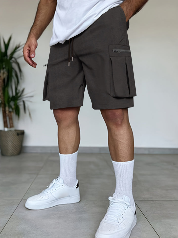 Herrer Utility Cargo Shorts med lynlåslommer Stilla