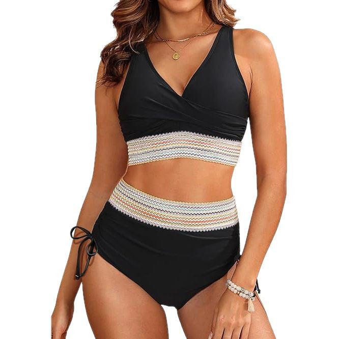 Dame Højtaljet Twist-Front Bikini-Sæt Stilla