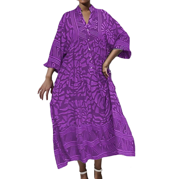 Dame Kaftan med unikt geometrisk mønster Stilla