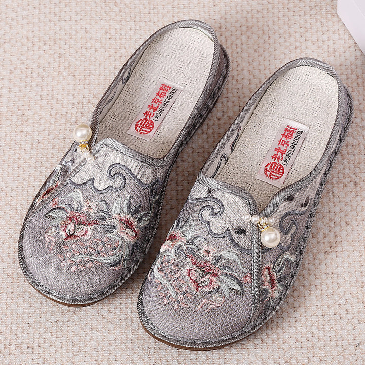 Femme dekoreret Slipper Clogs med blomsterbroderi Stilla