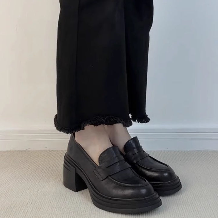 Dame Chunky Hæl Loafers med detaljeret broderi Stilla