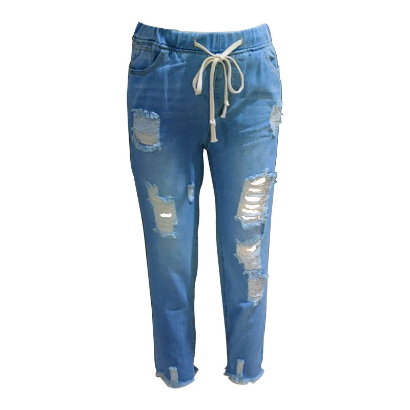 Dame Skinny Jeans med afslappet Used-Look Skovae