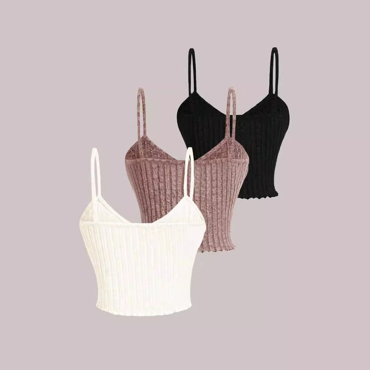 Dame afslappet kant-basics-top i ribdesign Stilla