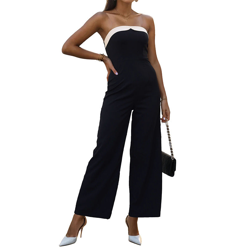 Kvinders rygfri jumpsuit med bredt ben og elegant brystaccentuering Stilla