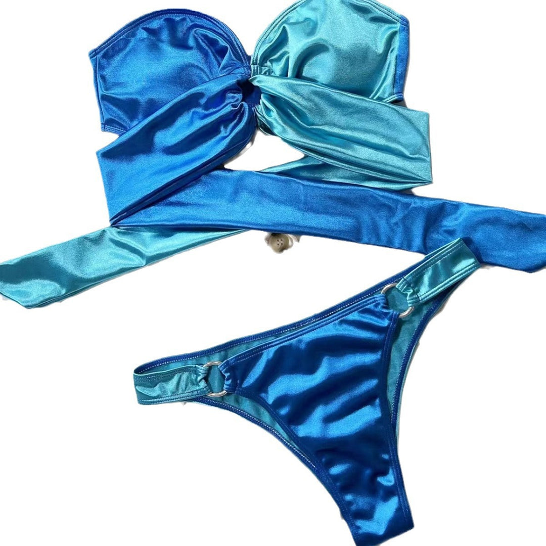 Dame bandeau-bikini-sæt med innovativt indpakningsdesign og justerbare stropper Stilla