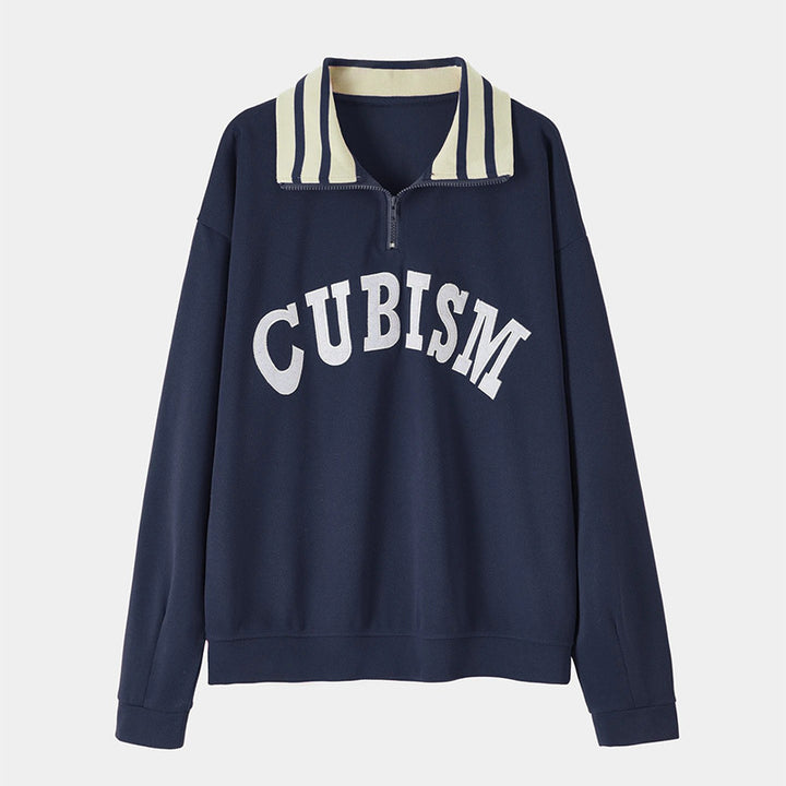 Kvinders sporty sweater med kontrastkrave Stilla