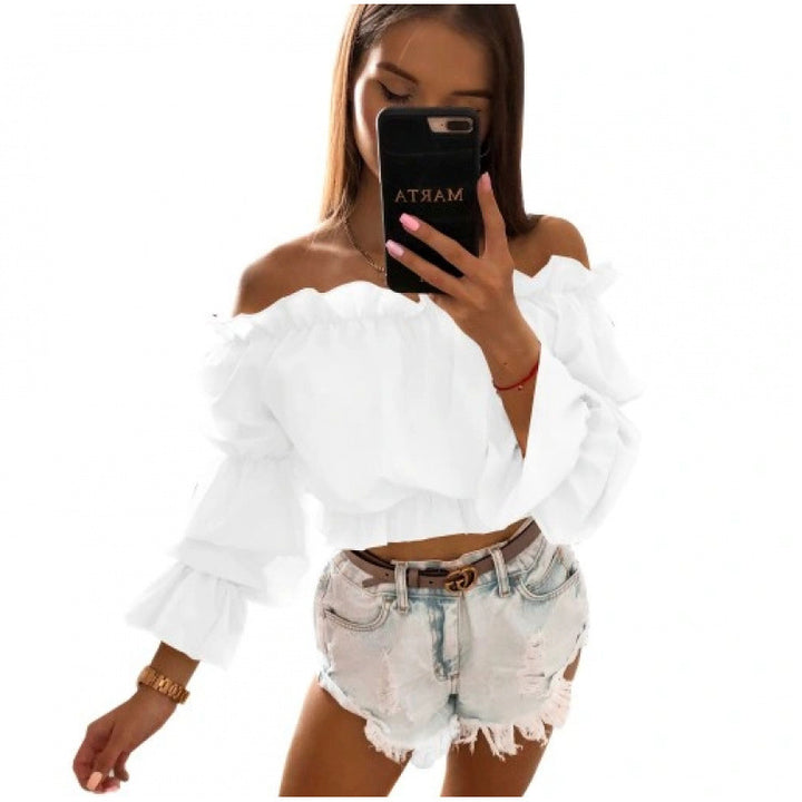 Dame Off-Shoulder Bluse med Rüschendetails Skovae