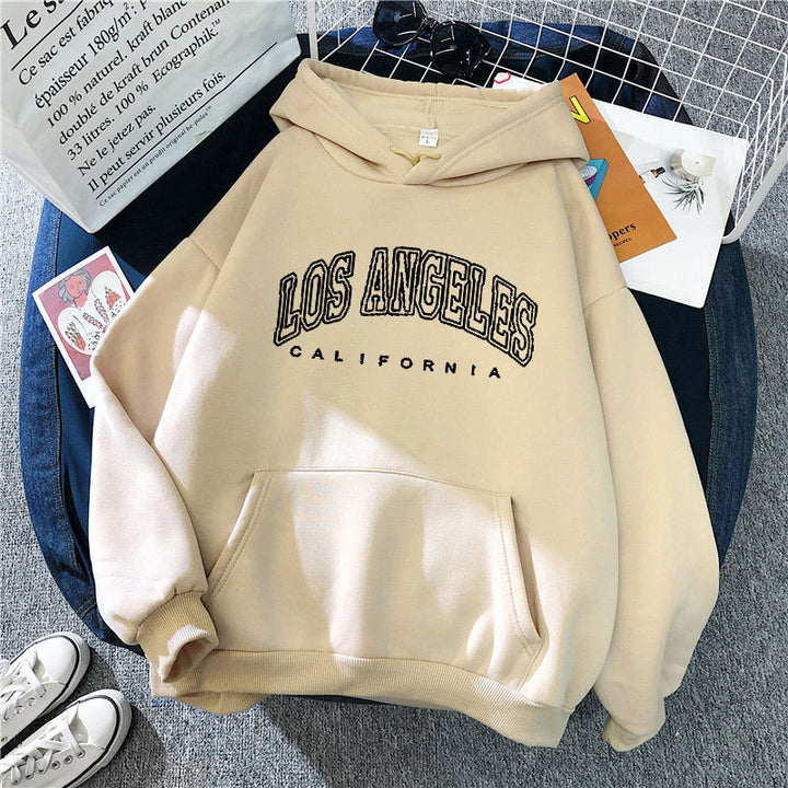Kvinders hætte sweatshirt med stort Los Angeles tekst Skovae