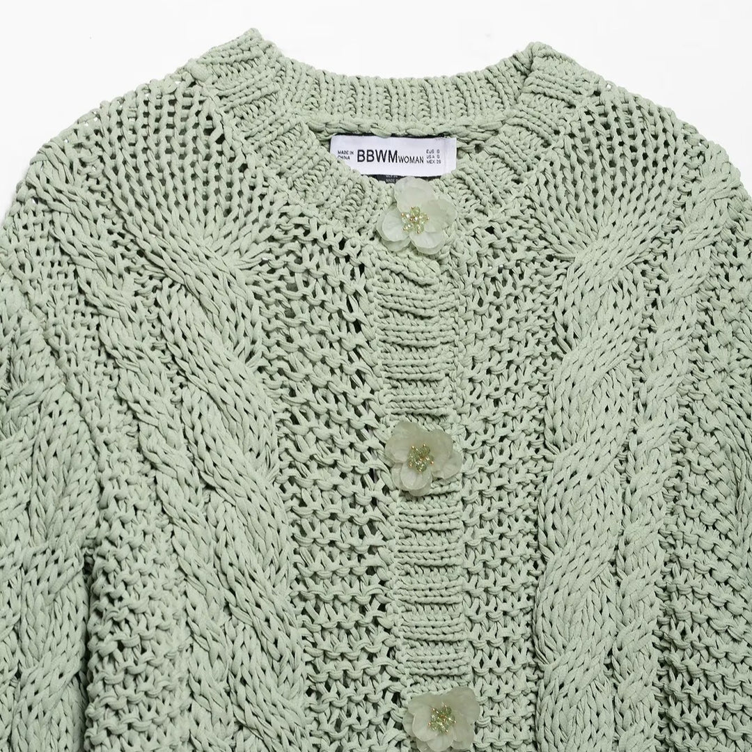 Femme Kabelstrik Cardigan Sweater Stilla