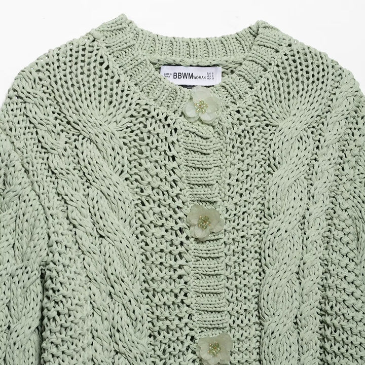 Femme Kabelstrik Cardigan Sweater Stilla