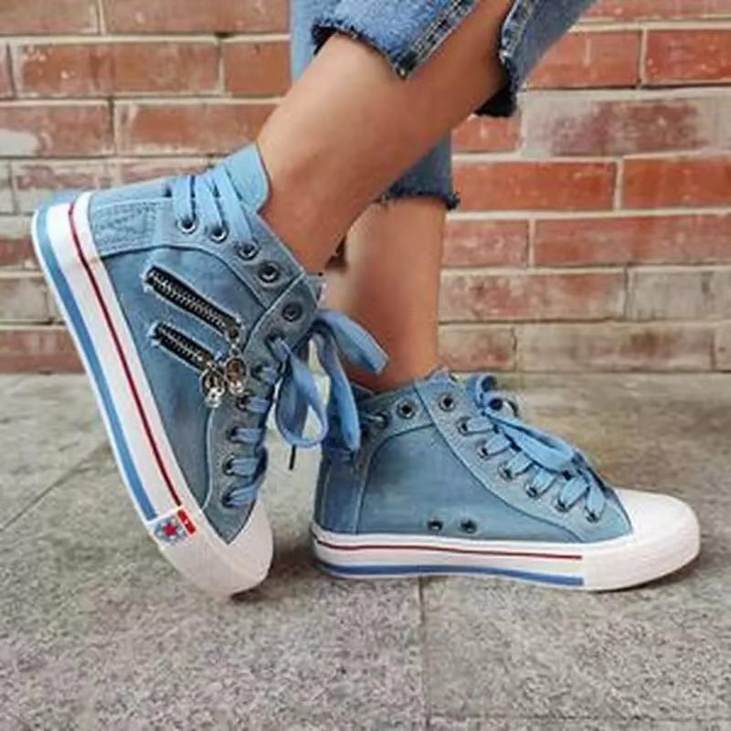 Dame Høje Sneakers i moderne Used-Look med fashionable lynlåsdetaljer Stilla