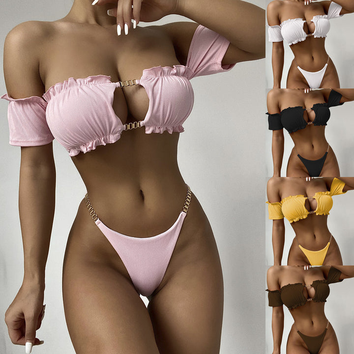 Dame Højskåret Bikini med legende Ruffles detaljer Skovae