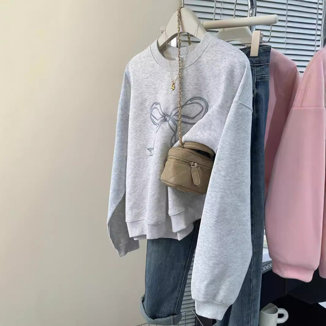 Dame Casual Sweatshirt med legende sløjfedetail Stilla