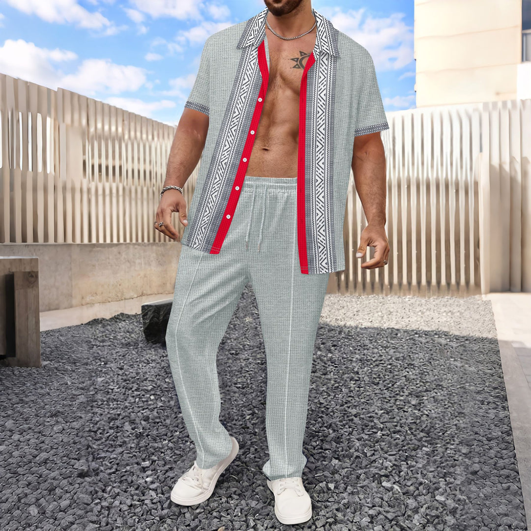 Herrer afslappet fritidsoutfit med moderne tryk og åndbare materialer Stilla