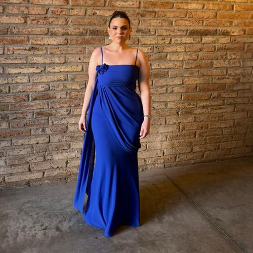 Dame strapless aftenkjole med elegant drapering Skovae