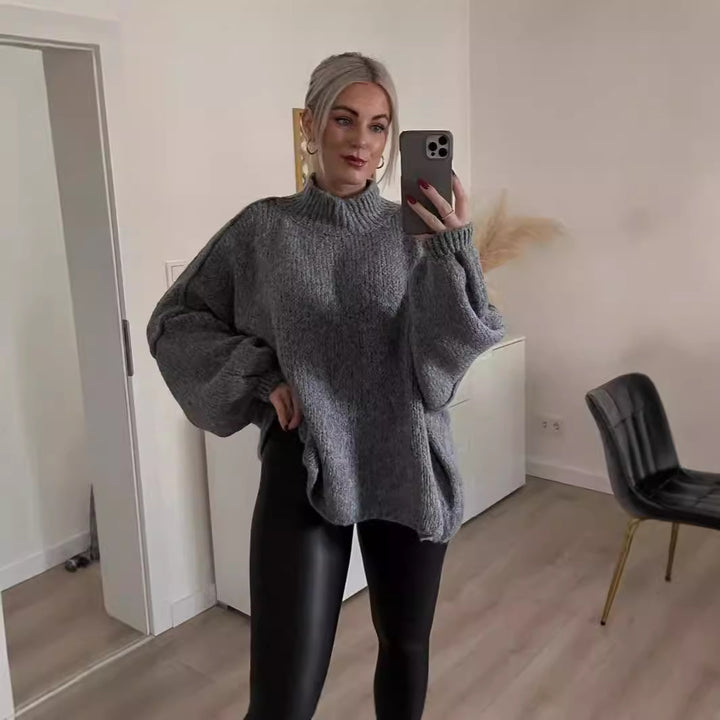 Kvinders oversized strikpullover med voluminøse ærmer og blødt materiale Stilla