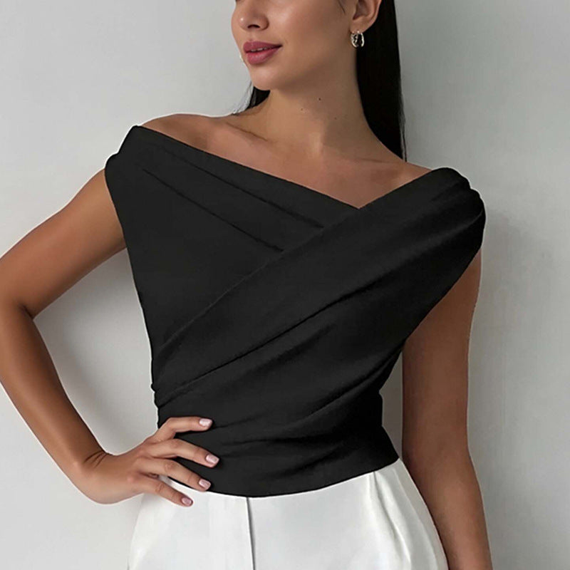 Damer Elegant Top med Wrap Look og en Skær Betoning Stilla