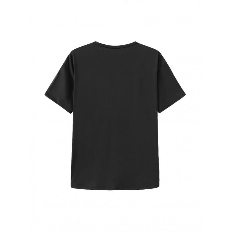 Dame T-shirt med kreativt kirsebærmotiv og livlig leopardmønster Stilla