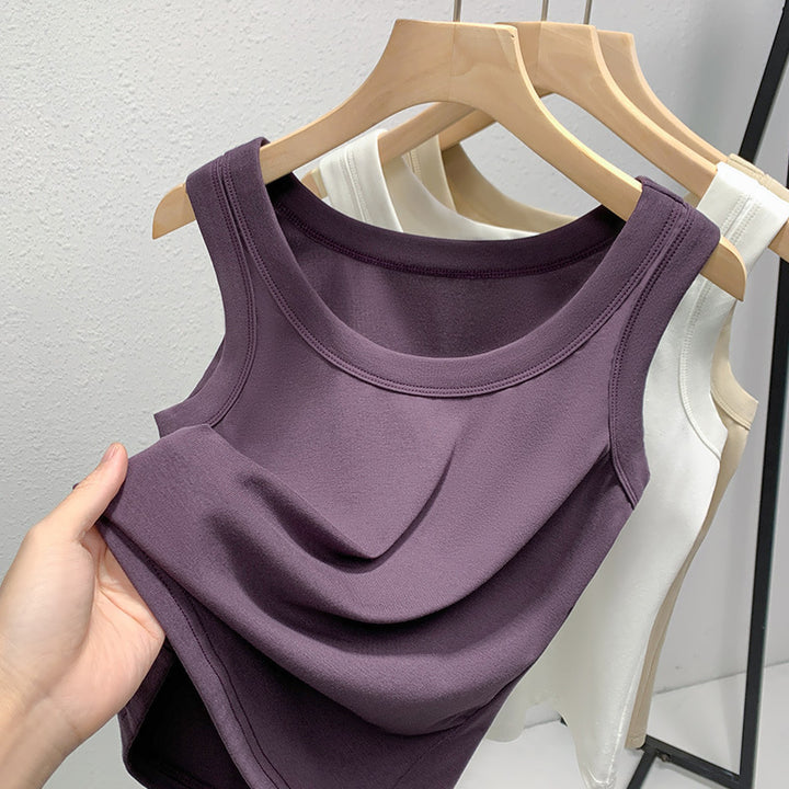 Dame tanktop uden ærmer med raffineret draperingseffekt Stilla