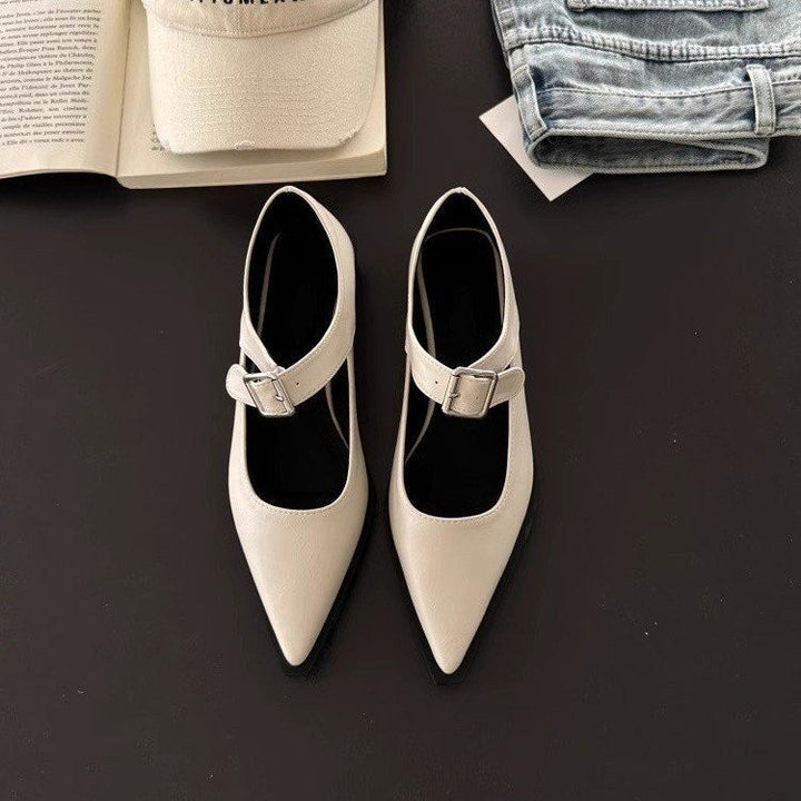 Dame spidsede Mary Jane pumps med justerbar rem Stilla