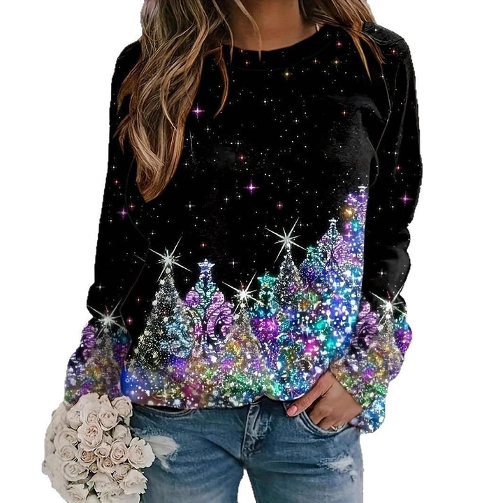 Dame Glitrende Pullover med festligt design Stilla
