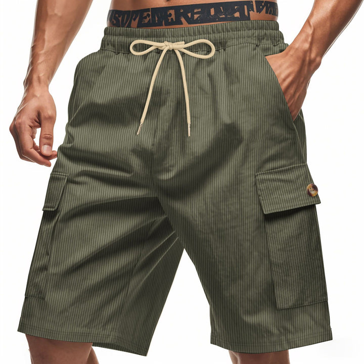 Herrer cargo shorts med klassiske striber og praktiske sidelommer Stilla