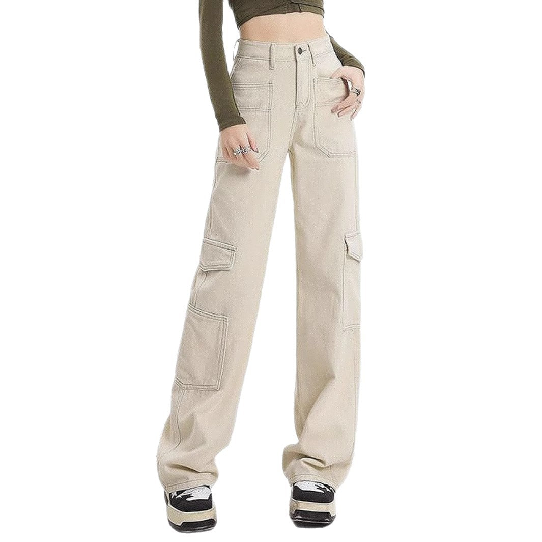 Kvinders cargo jeans med høj talje og praktiske lommer Stilla