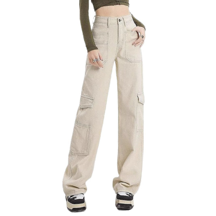 Kvinders cargo jeans med høj talje og praktiske lommer Stilla