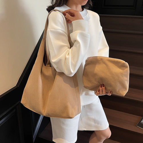 Femme Textureret Stof Slouchy Tote Bag Stilla