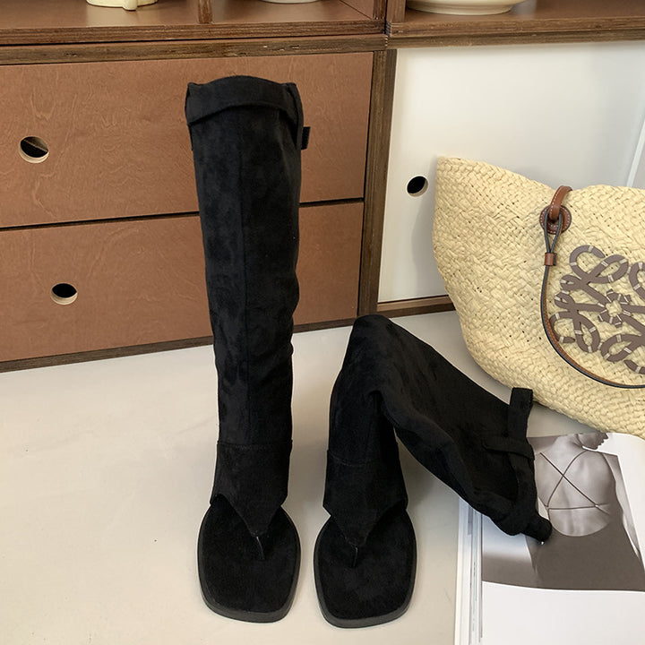 Femme Chic Sphinx-Læder Splits-Tå Ankel Hæje Sandaler Stilla